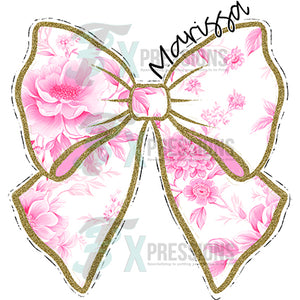 Perosnalized Pink Toile Bow