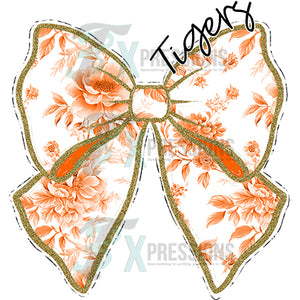 Personalized Orange Toile Bow