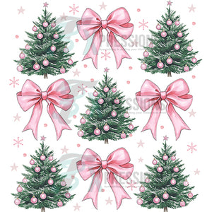 Pink bow christmas tree collage