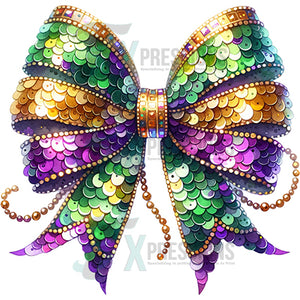 Faux sequin mardi gras bow