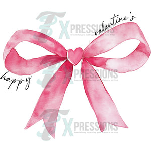 Happy Valentines pink water color bow