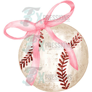 Pink Bow Baseball