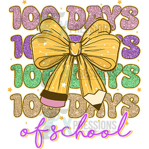 Happy 100 days of school pencil bow