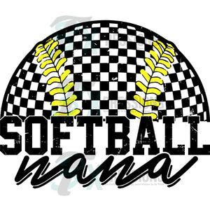 Personalized Checkered Softball script under