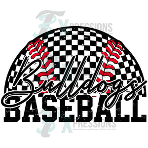 Personalized Checkered Baseball script on top