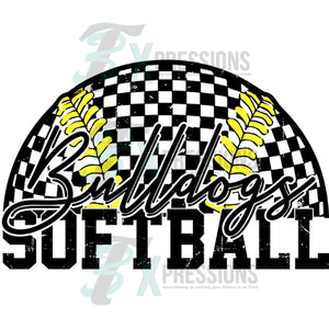 Personalized Checkered Softball script on top