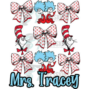 Personalized Seuss with bow Collage red and black