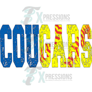 Distressed Blue Cougars Softball