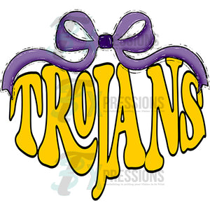 PURPLE BOW GOLD TROJANS