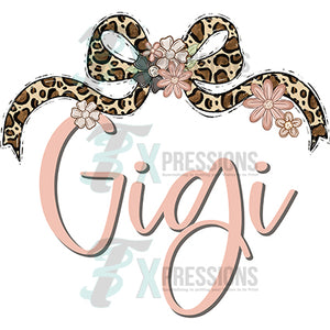 GIGI LEOPARD BOW WITH FLOWERS