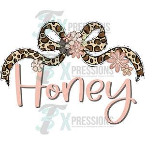 Leopard FLoral Bow Honey