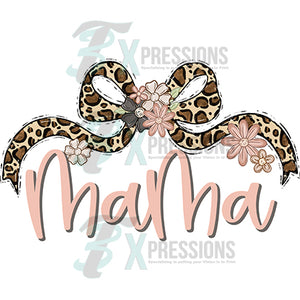 MAMA LEOPARD BOW WITH FLOWERS