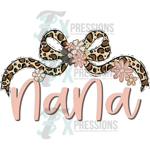 NANA LEOPARD BOW WITH FLOWERS