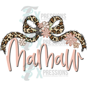 mama floral leopar bow