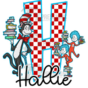 Personalized Seuss Checkered Letter with script