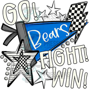 Personalized Blue GO FIGHT WIN PENNANTS