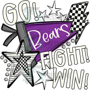 Personalized  purple GO FIGHT WIN PENNANTS