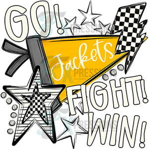 Personalized  Yellow GO FIGHT WIN PENNANTS