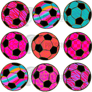 Soccer balls 3 rows