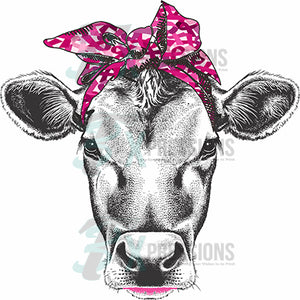 Breast Cancer Ribbon Scarf Cow