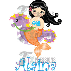Personalized Black hair mermaid - 3T Xpressions
