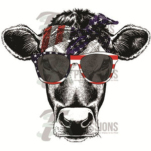Patriotic cow scarf and glasses