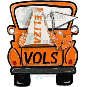 Personalized  Orange Cheer Megaphone Truck