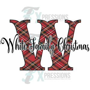 Personalized Red, Black and Green Plaid Monogrammed Family Christmas