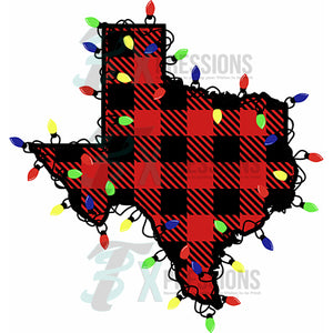 Texas Buffalo Plaid Christmas Lights