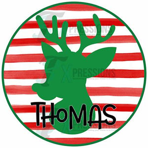 Personalized Boy Circle Striped Reindeer