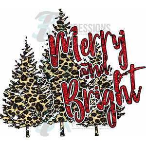 Merry and Bright Leopard and Red Glitter Christmas Trees