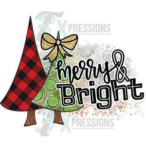Merry and Bright Buffalo Plaid and Green Tree