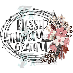 Blessed Thankful Grateful Circle Frame