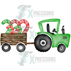 Green Tractor with Candy Canes