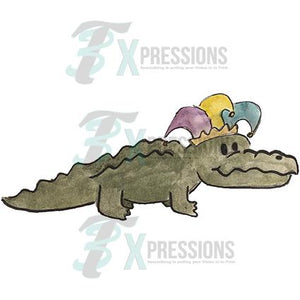 Alligator with Mardi Gras Hat