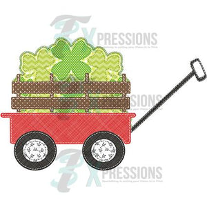 Patchwork wagon with clovers
