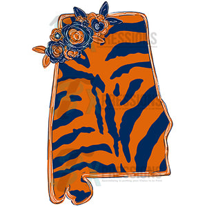 Alabama Blue and Orange Tiger Strips