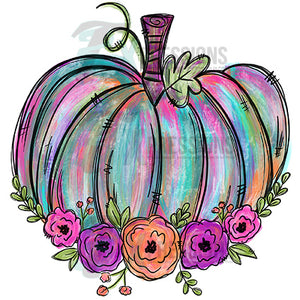 Painted Pumpkin with Flowers