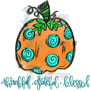 Thankful Grateful Blessed Doodle pumpkin