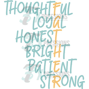 Thoughtful Loyal Honest Bright Patient Strong, Father