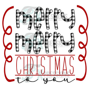 Merry Merry Christmas black and white plaid