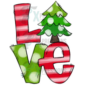 Love Christmas Tree doodle