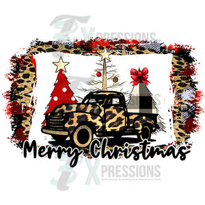 Merry Christmas Leopard Truck and background