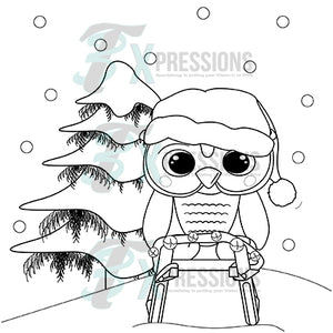 Christmas Owl and Tree Coloring design