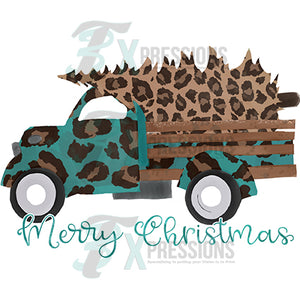 Merry Christmas Turqouis and Leopard Truck