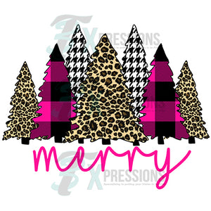 Merry Trees Hot pink and Leopard