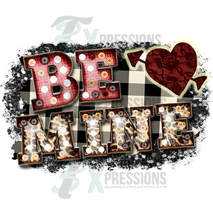 Be Mine Black and White plaid Background