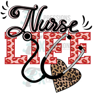Nurse Life leopard heart