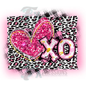 Leopard Background XO and Heart