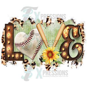 Love Baseball Marquee Letter and sunflower